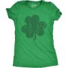 St Patricks Day T-Shirt – Women’s Vintage Distressed Shamrock Graphic Tee, Lucky Clover Green Tee(Heather Green)