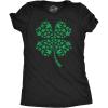 Womens Clover Made of Pot Leaves T Shirt Funny St Pattys Day 420 Lovers Weed Joke Tee for Ladies(Heather Black – Clover Made of Pot Leaves)