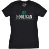 Womens Irish Clover Hooligan Funny St Pattys Patricks Day Cute Drinking T Shirt(Black)