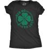Womens Rub Me for Luck T Shirt Funny Saint Patricks Day Shamrock St Patty Tee(Heather Black)