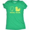 Womens Saint Patricks Day T Shirts Funny Shenanigans Clover Graphic Tees for Women(Heather Green – Lucky Duck)