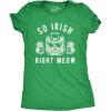 Womens so Irish Right Meow T Shirt Funny St Patricks Day Cat Lover Graphic Novelty Tee(Heather Green)