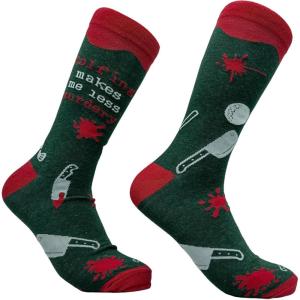 Crazy Dog T-Shirts Mens Funny Golf Socks Sports Crews for Guys with Fun Clubhouse Sayings(Golfing Murdery)