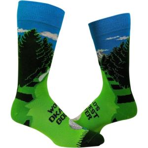 Crazy Dog T-Shirts Mens Funny Golf Socks Sports Crews for Guys with Fun Clubhouse Sayings(Okayest Golfer)