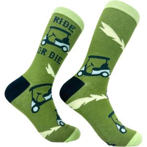 Crazy Dog T-Shirts Mens Funny Golf Socks Sports Crews for Guys with Fun Clubhouse Sayings(Ride Or Die)