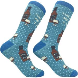 Crazy Dog T-Shirts Mens Funny Golf Socks Sports Crews for Guys with Fun Clubhouse Sayings(Whiskey and 3 People)