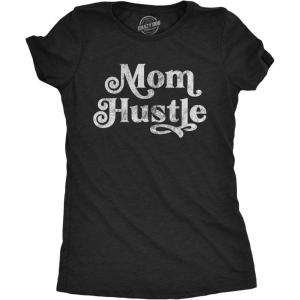 Funny Mom Shirts for Cool Moms with Hustle Sarcastic Mothers Day Tees with Funny Sayings(Heather Black – Mom Hustle)
