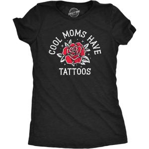Funny Mom Shirts for Cool Moms with Hustle Sarcastic Mothers Day Tees with Funny Sayings(Heather Black – Tattoos)