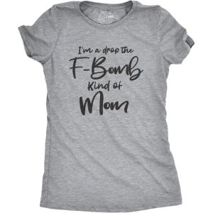 Funny Mom Shirts for Cool Moms with Hustle Sarcastic Mothers Day Tees with Funny Sayings(Light Heather Grey – F-bomb Mom)