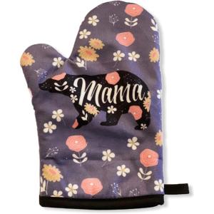 Mama Bear Oven Mitt Cute Mothers Day Cooking Baking Graphic Kitchen Accessories Funny Graphic Kitchenwear Mother’s Day Cool Animal Novelty Cookware Purple Oven Mitt(Oven Mitt)