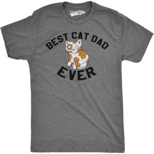 Mens Best Cat Dad Ever Funny Face T Shirt Hilarious Pet Lover Graphic for Guys(Dark Heather Grey)
