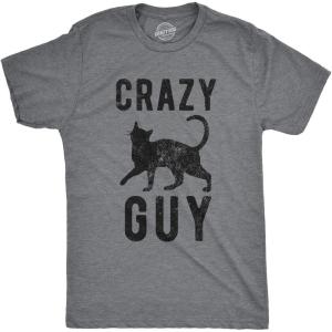 Mens Crazy Cat Guy T Shirt Funny Pet Kitty Lover Tee(Dark Heather Grey)