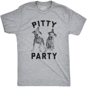 Mens Pitty Party T Shirt Cute Pitbull Dog Tee Gift for Pet Owner(Light Heather Grey)
