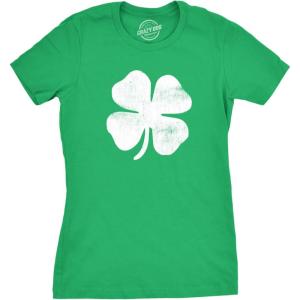 Womens Four Leaf Clover T Shirt Funny Saint Patricks Day Shamrock Lucky Irish(Green)