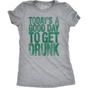 Womens Good Day to Get Drunk Funny Drinking Saint St Patricks Day Lucky T Shirt(Light Heather Grey – Good Day)