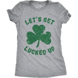 Womens Lets Get Lucked Up T Shirt Funny Saint Patricks Day Lucky Drinking Tee(Light Heather Grey)