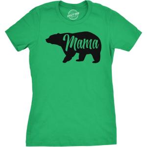 Womens Mama Bear T Shirt Cute Funny Best Mom of Boys Girls Cool Mother Tee(Green)