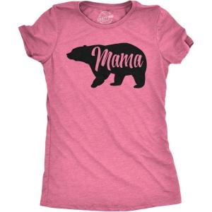 Womens Mama Bear T Shirt Cute Funny Best Mom of Boys Girls Cool Mother Tee(Heather Pink)