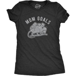 Womens Mama Duck T Shirt Cute Bird mom Gift for Pet Owner or Lover(Heather Black – Mom Goals Opossum)