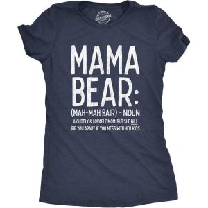 Womens Mama Duck T Shirt Cute Bird mom Gift for Pet Owner or Lover(Heather Navy – Mama Bear Definition)