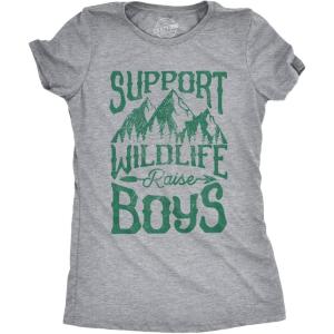 Womens Mama Duck T Shirt Cute Bird mom Gift for Pet Owner or Lover(Light Heather Grey – Wildlife Boys)