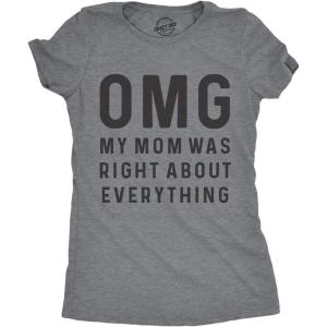 Womens OMG My Mom was Right About Everything T Shirt Funny Mothers Day Tee(Dark Heather Grey)