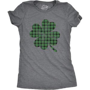 Womens Saint Patricks Day T Shirts Funny Shenanigans Clover Graphic Tees for Women(Dark Heather Grey – Buffalo Shamrock)