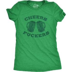 Womens Saint Patricks Day T Shirts Funny Shenanigans Clover Graphic Tees for Women(Heather Green – Cheers)
