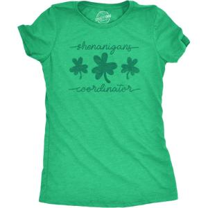 Womens Saint Patricks Day T Shirts Funny Shenanigans Clover Graphic Tees for Women(Heather Green – Shenanigans Coordinator)