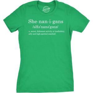 Womens Shenanigans Definition T Shirt Funny Saint Patricks Day St Patty Shamrock(Green)