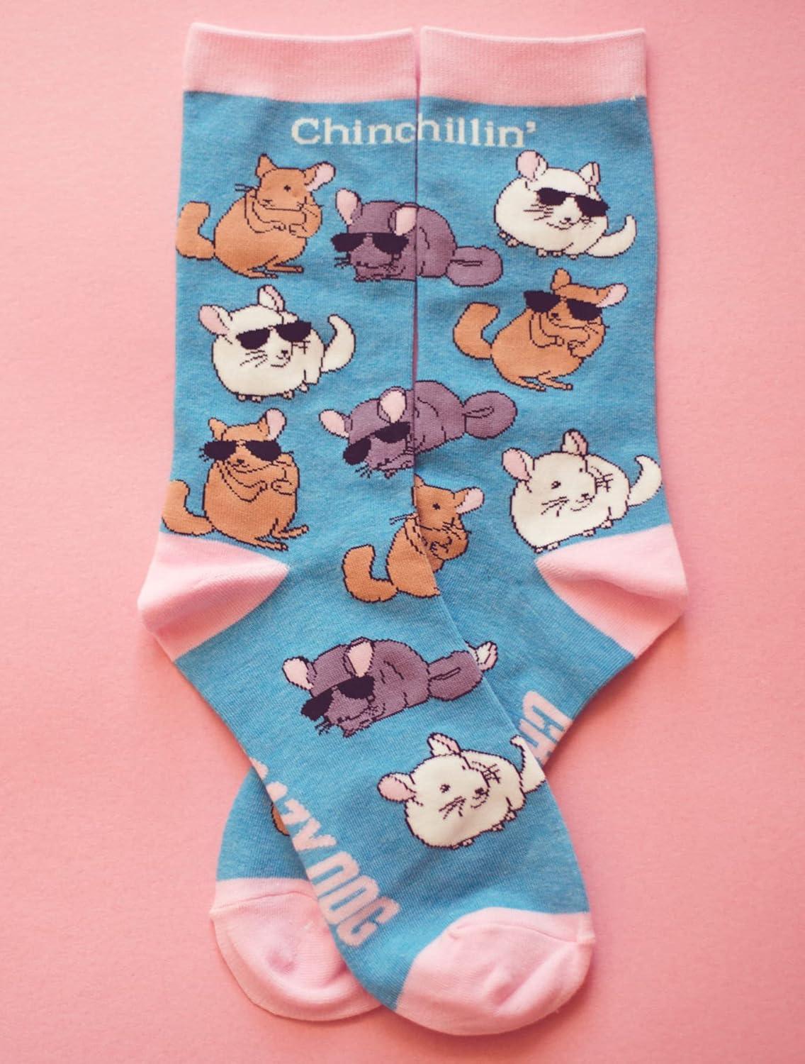 imageCrazy Dog TShirts Cute Animal Socks for Women Fun Socks with Animals and Sarcastic HumorChinchillin