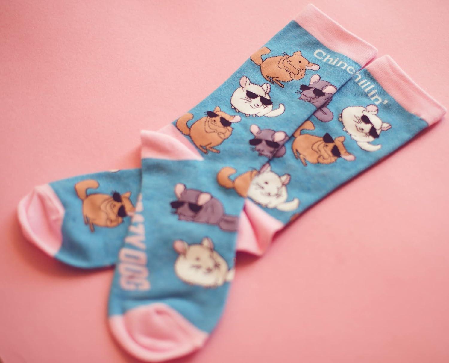 imageCrazy Dog TShirts Cute Animal Socks for Women Fun Socks with Animals and Sarcastic HumorChinchillin