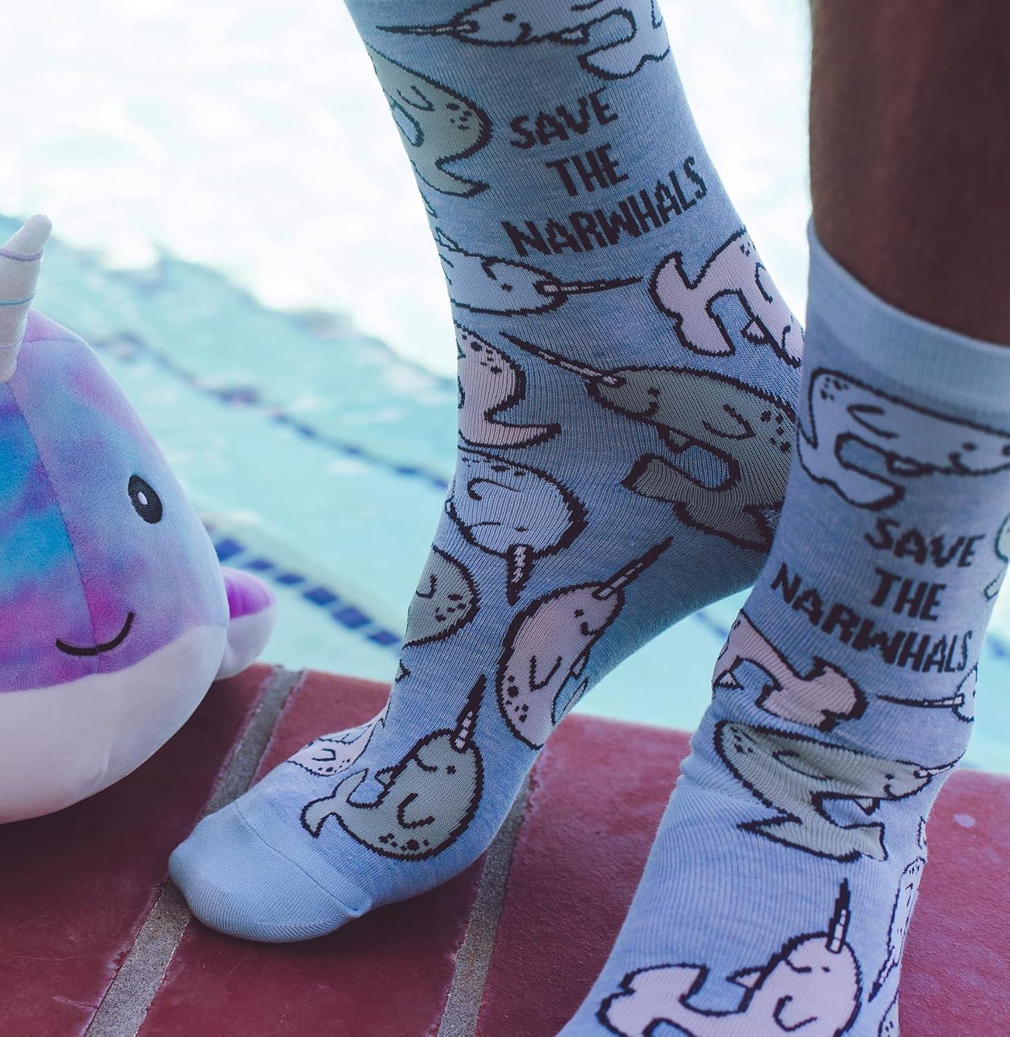 imageCrazy Dog TShirts Cute Animal Socks for Women Fun Socks with Animals and Sarcastic HumorSave the Narwhals