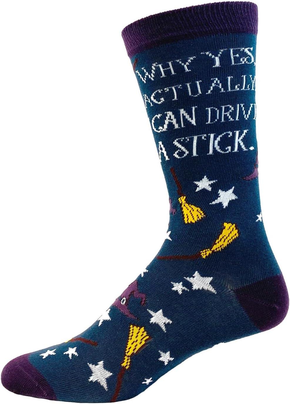 imageCrazy Dog TShirts Womens Halloween Socks Funny Spooky October Fall Novelty Graphic FootwearDrive a Stick