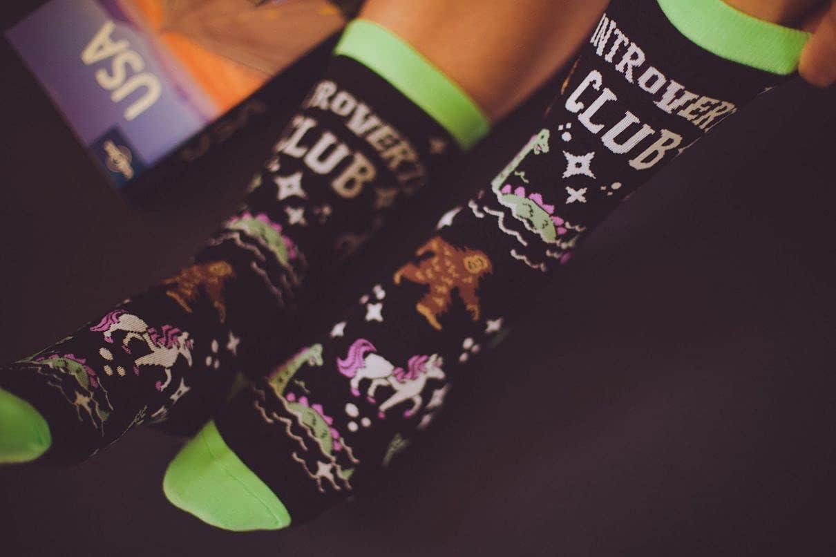 imageCrazy Dog TShirts Womens Introverts Club Socks Funny Day Dreamer Loner Unicorn UFO Footwear