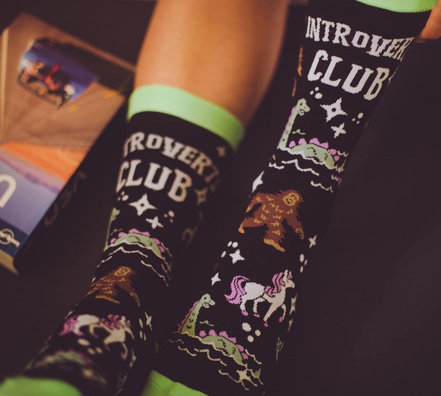 imageCrazy Dog TShirts Womens Introverts Club Socks Funny Day Dreamer Loner Unicorn UFO Footwear