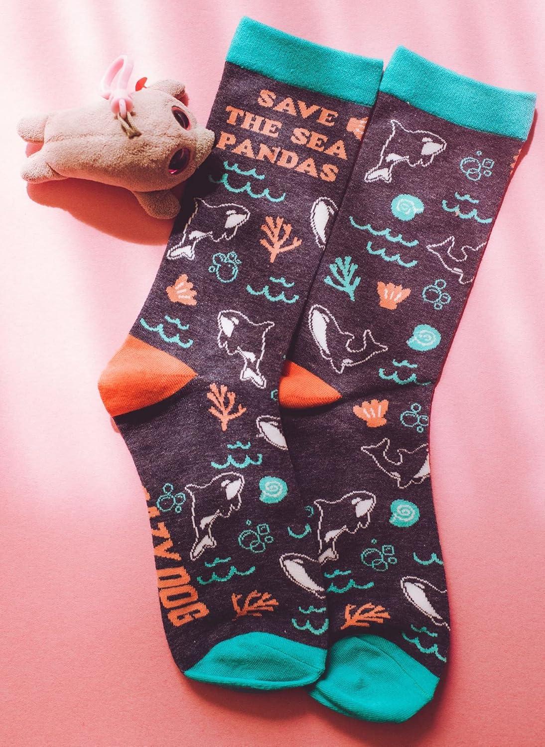 imageCrazy Dog TShirts Womens Save The Sea Pandas Socks Funny Orca Save The Whales Killer Whale Novelty Footwear