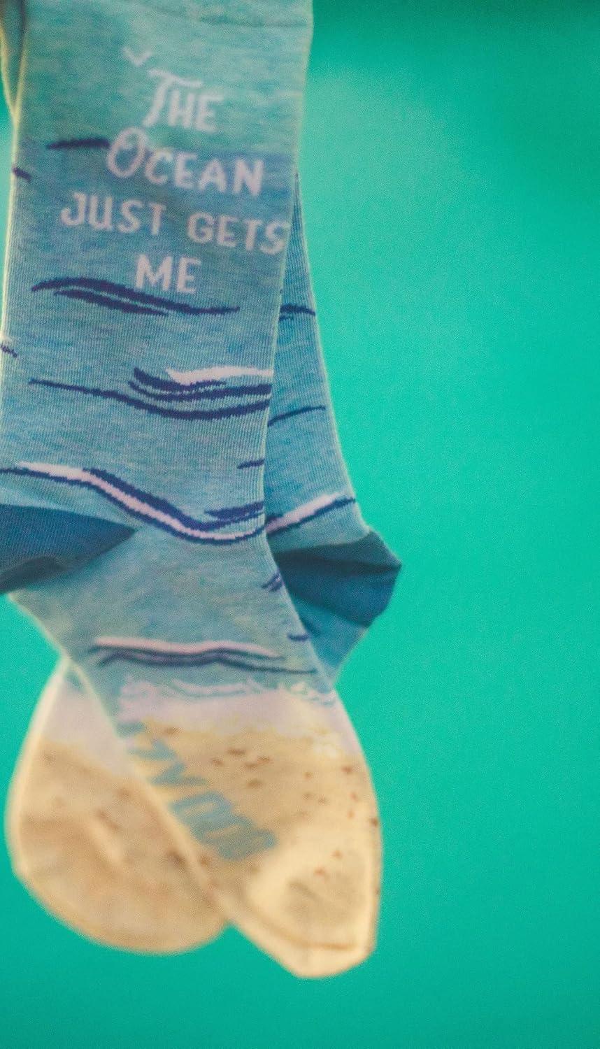 imageCrazy Dog TShirts Womens The Ocean Just Gets Me Socks Funny Beach Vacation Boating Novelty Footwear
