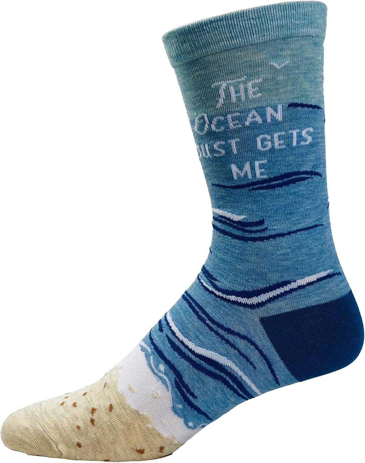 imageCrazy Dog TShirts Womens The Ocean Just Gets Me Socks Funny Beach Vacation Boating Novelty Footwear