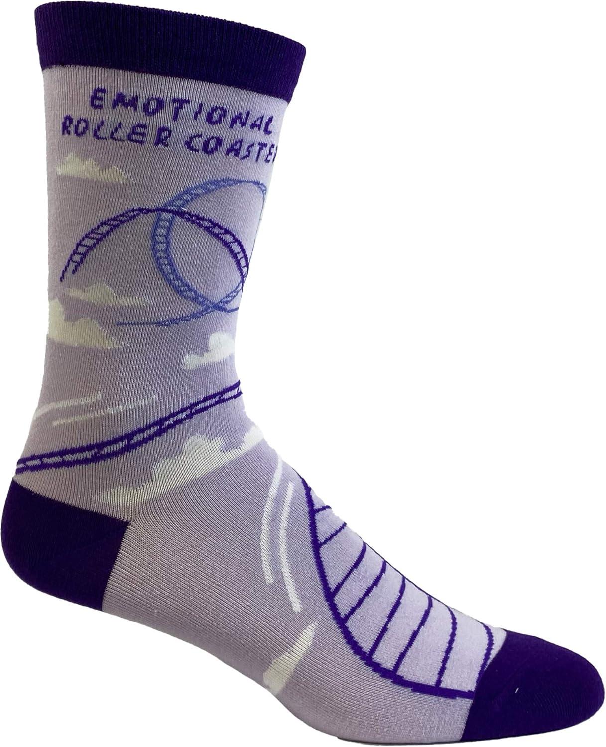 imageEmotional Roller Coaster Socks Funny Anxiety Crazy Graphic Novelty FootwearPurple