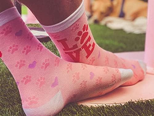 imageFunny Dog Socks for Women Love Paw Print Crew Socks Soft Cotton Novelty Gift for Dog Moms and Pet Lovers Pink AnimalThemed Footwear