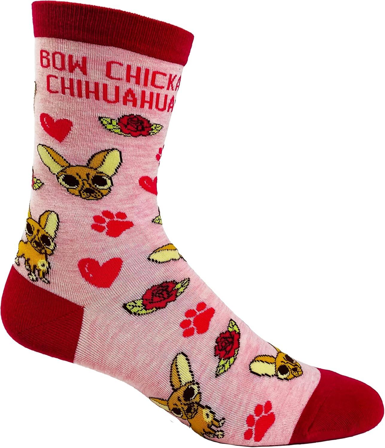 imageWomens Bow Chicka Chihuahua Socks Funny Pet Dog Small Breed Sarcastic Sex Footwear