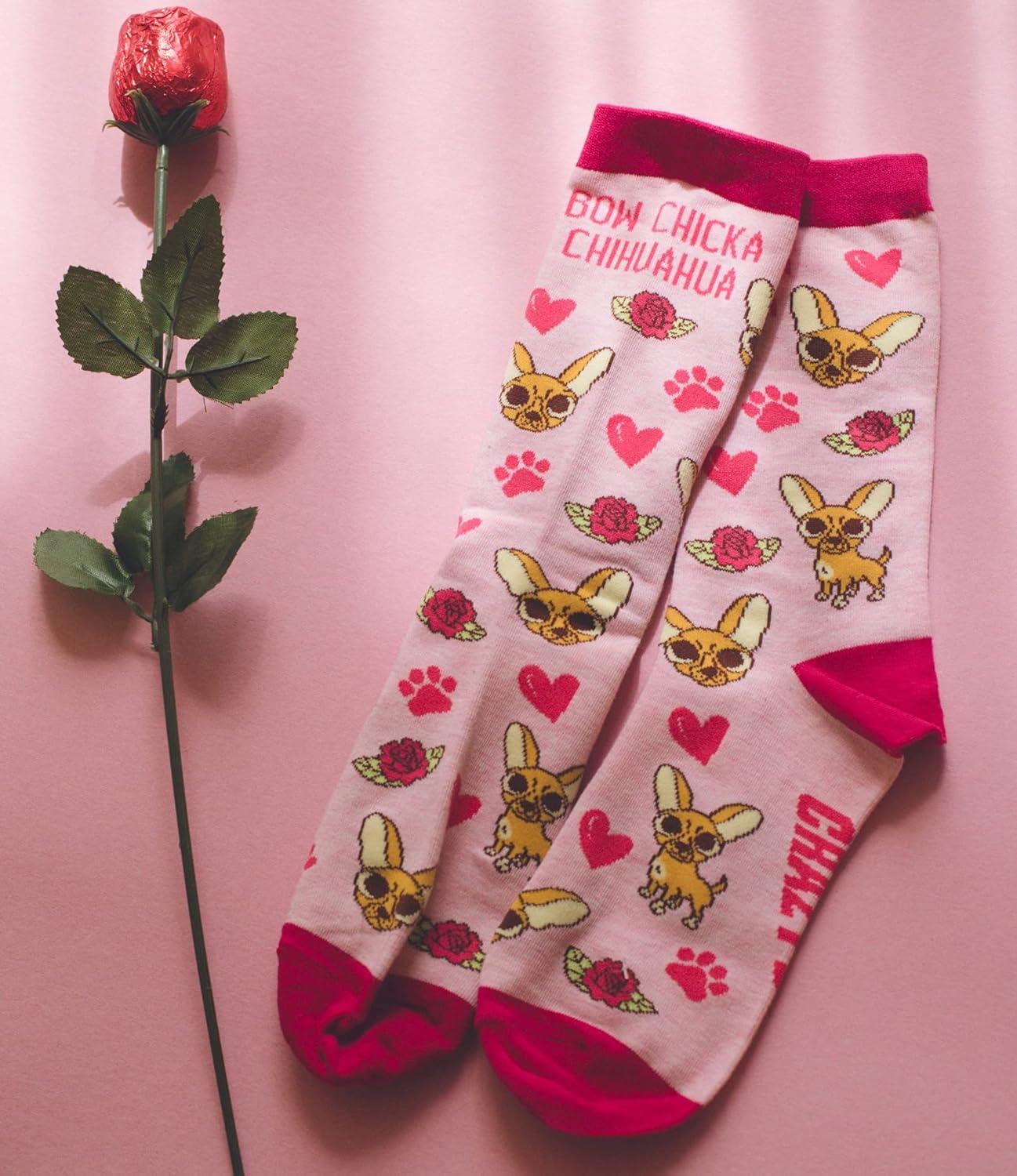 imageWomens Bow Chicka Chihuahua Socks Funny Pet Dog Small Breed Sarcastic Sex Footwear