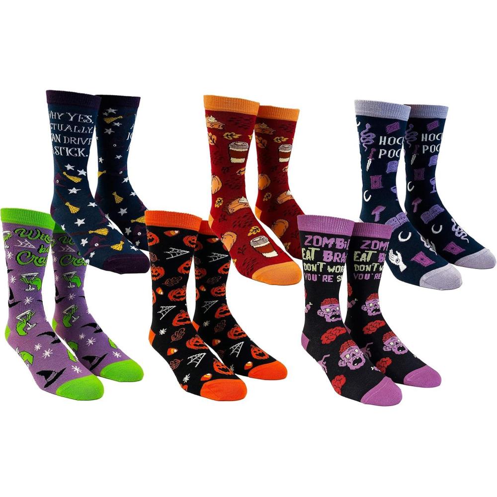 imageCrazy Dog TShirts Womens Halloween Socks Funny Spooky October Fall Novelty Graphic Footwear6pack