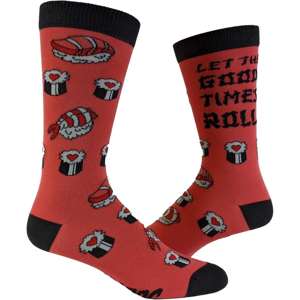 imageCrazy Dog TShirts Womens Let The Good Times Roll Socks Funny Japanese Sushi Sashimi Food Novelty Footwear