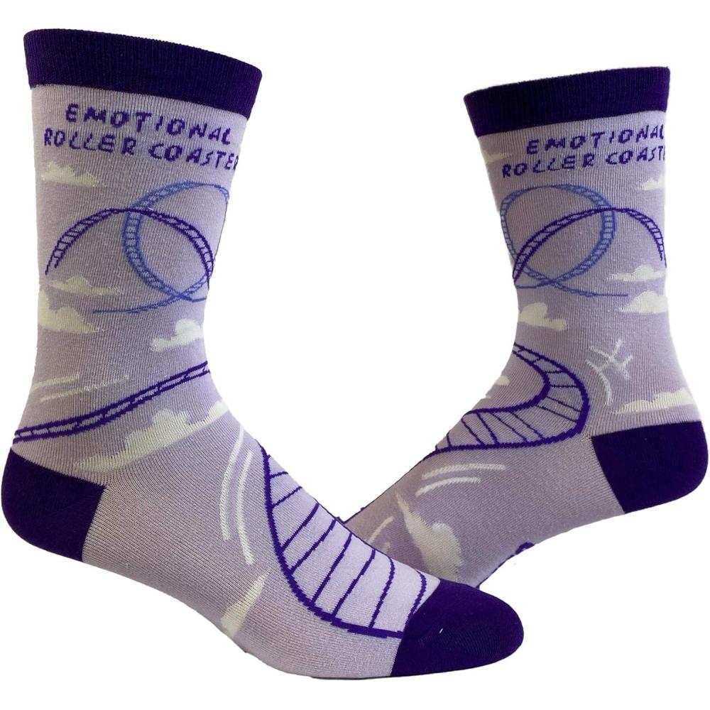 imageEmotional Roller Coaster Socks Funny Anxiety Crazy Graphic Novelty FootwearPurple