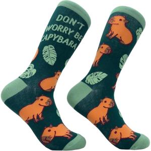 Crazy Dog T-Shirts Cute Animal Socks for Women Fun Socks with Animals and Sarcastic Humor(Be Capybara)
