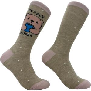 Crazy Dog T-Shirts Cute Animal Socks for Women Fun Socks with Animals and Sarcastic Humor(Bearly Awake)
