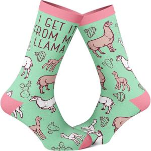 Crazy Dog T-Shirts Cute Animal Socks for Women Fun Socks with Animals and Sarcastic Humor(Get It from My Llama)
