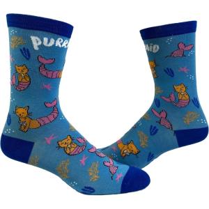 Crazy Dog T-Shirts Cute Animal Socks for Women Fun Socks with Animals and Sarcastic Humor(Purrmaid)